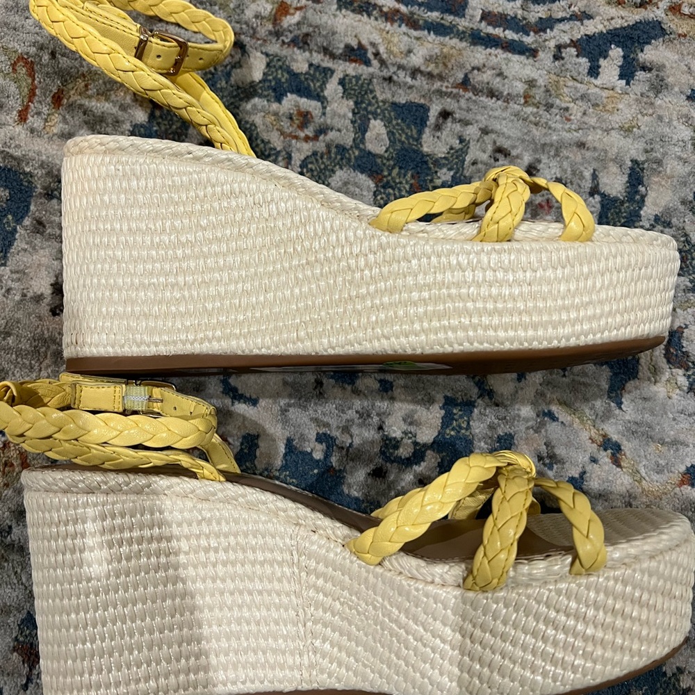 Antonio Melani Lorinna Leather Braided Ankle Strap Wedges - Picture 5 of 5